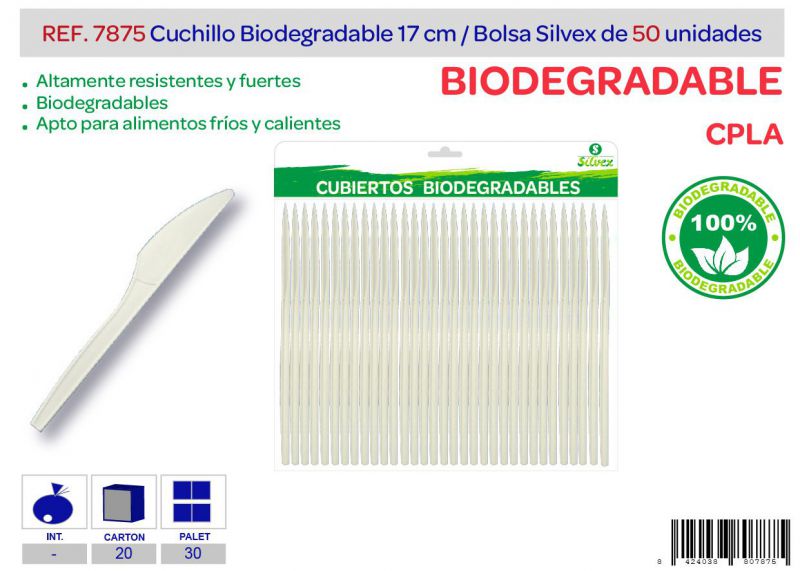 cuchillo biodegradable lote de 50 cpla