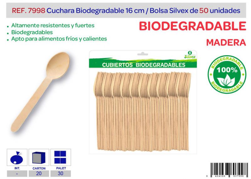 cuchara biodegradable lote de 50 madera