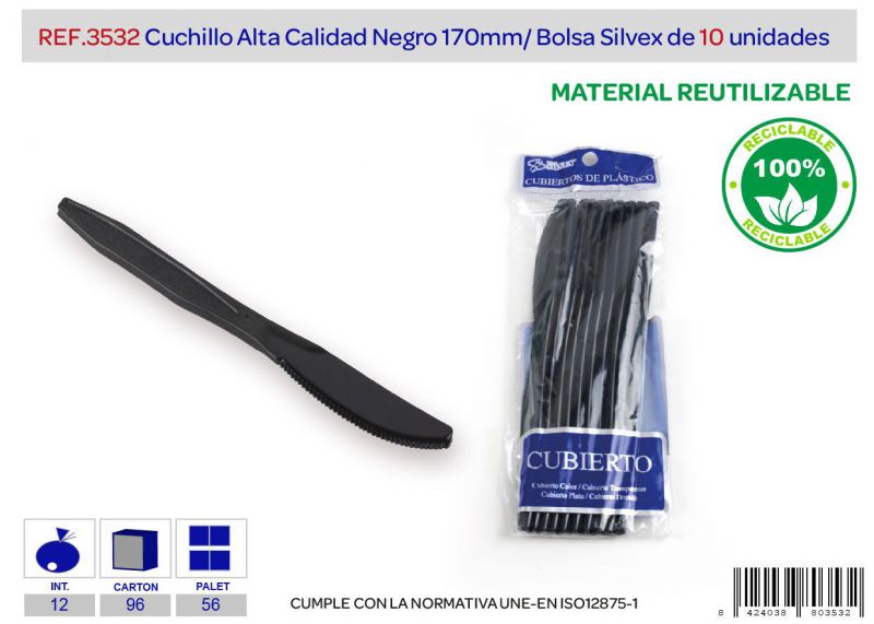 cuchillo alta calidad reutilizable negro lote de  10