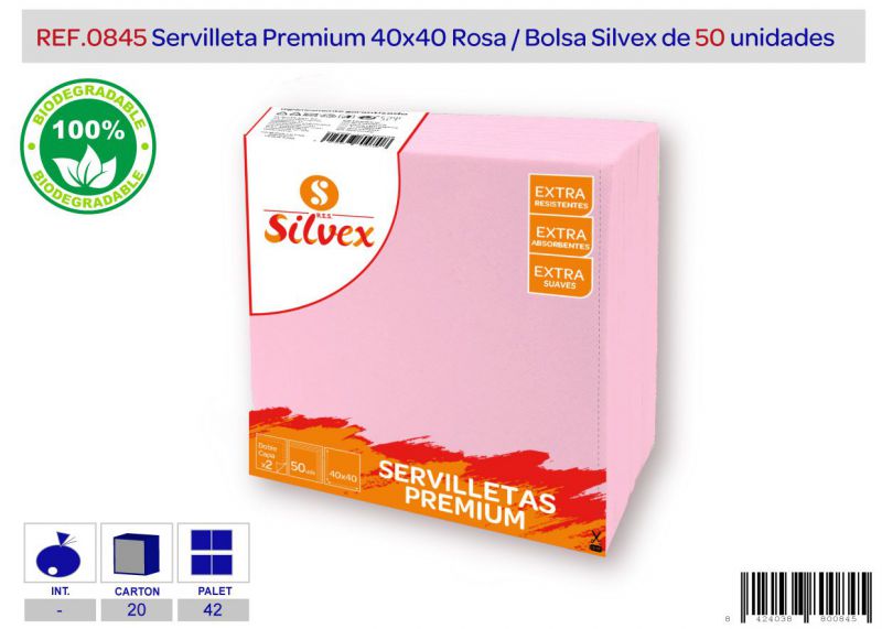 servilletas premium 38x38 cm rosa lote de 50