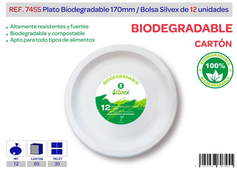 plato biodegradable 170mm lote de 12 carton