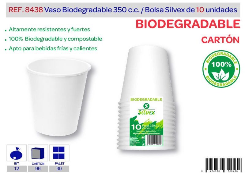 vaso biodegradable 350 cc lote de 10 cartón