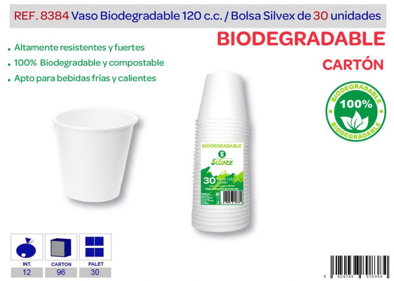 vaso biodegradable 120 cc lote de 30 cartón