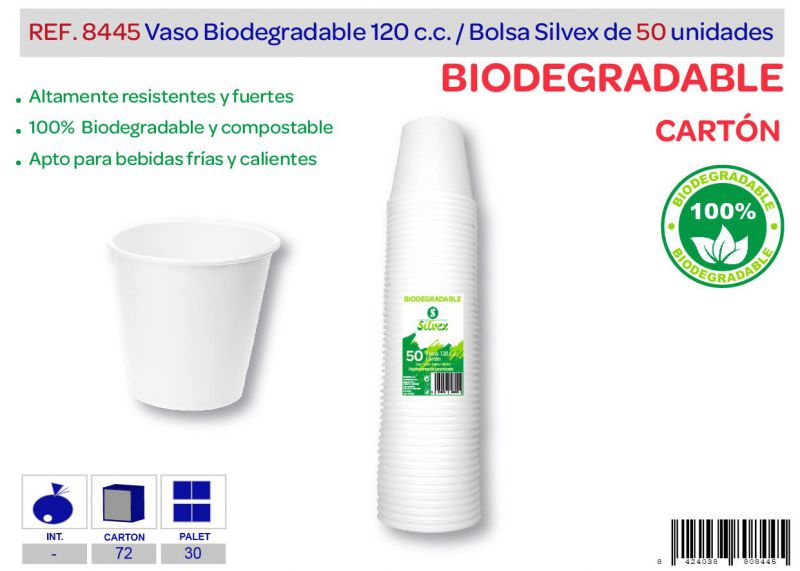 vaso biodegradable 120 cc lote de 50 cartón