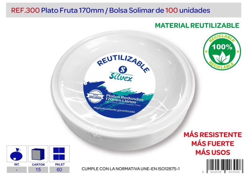 Plato reutilizable 170mm lote de 100 alta calidad