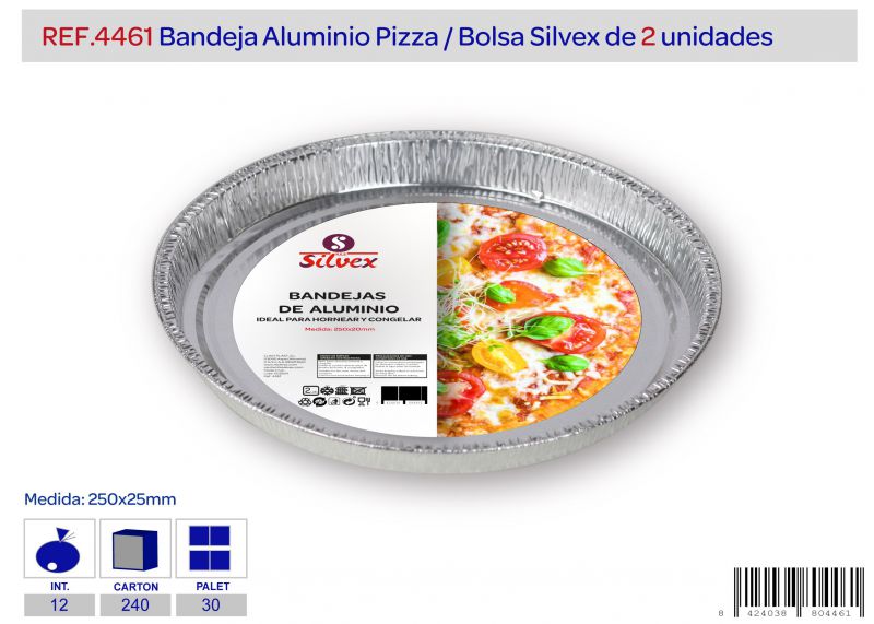 Bandeja aluminio pizza lote de  2    250x25